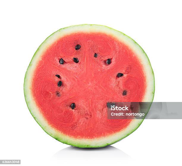 Watermelon Isolated On White Background Stock Photo - Download Image Now - Agriculture, Arts Culture and Entertainment, Cross Section