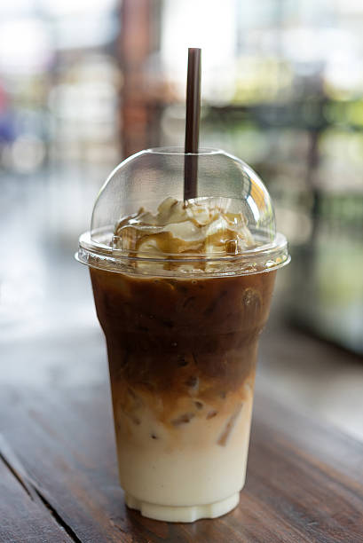 istock Iced coffee with caramel syrup and whipped cream 636643450