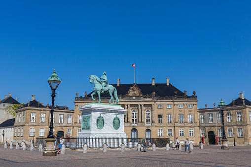 Copenhagen, Denmark - May 11, 2016: Amalienborg Palace, the home of the Danish royal family in Copenhagen, Denmark