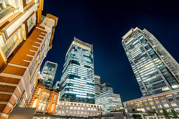 istock panoramic city night view with tokyo station 636644288
