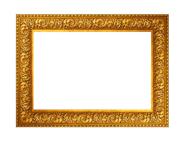 istock beautiful gold plated wooden frame isolated on white background 636655156