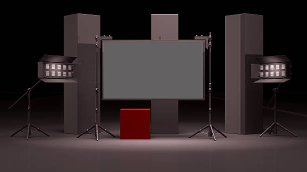 Virtual studio set 3d render stock photo