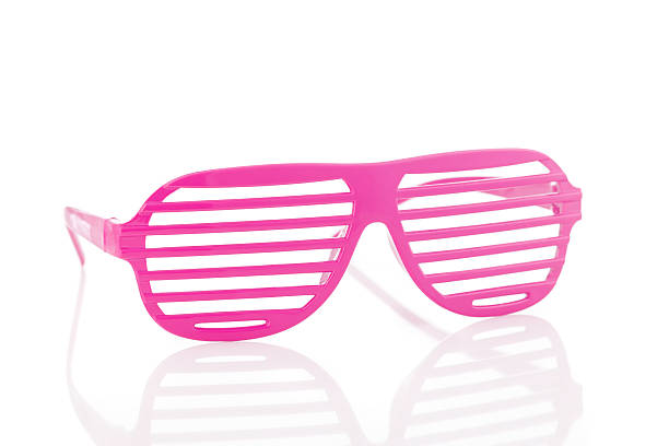 Pink 80's slot glasses isolated on white background stock photo