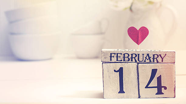 istock Valentines day with wooden block calendar 636663316