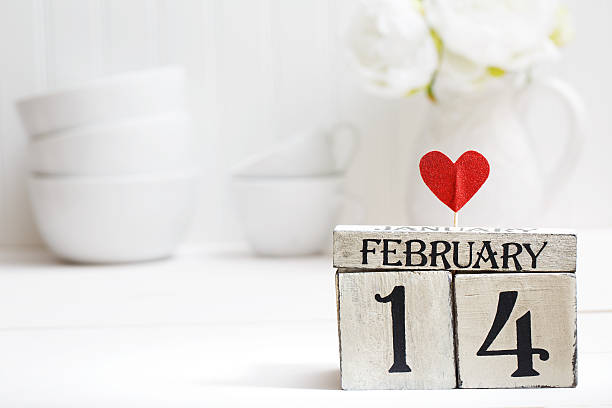 istock Valentines day with wooden block calendar 636663322