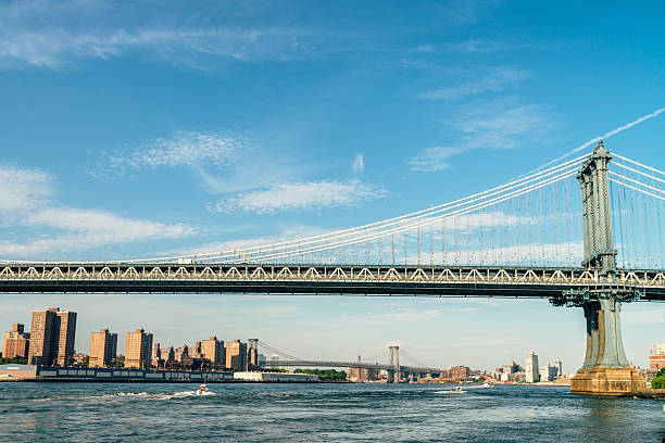 istock Uptown Manhattan skyline New York. Splittoned vivid image. 636663978