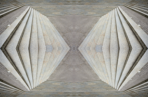 Abstract stairway forming pattern, kaleidoscopic