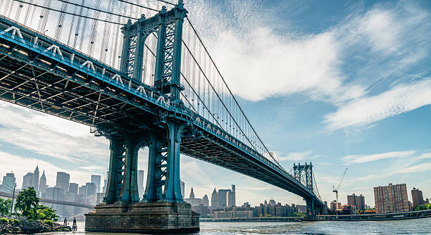 istock Uptown Manhattan skyline New York. Splittoned vivid image. 636664224