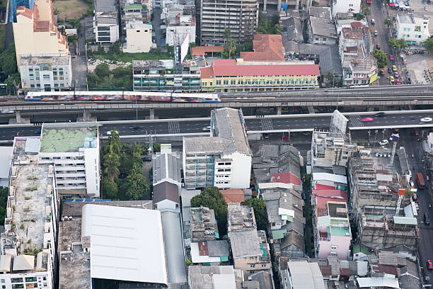 istock Bangkok Residential Area with BTS Skytrain, Thailand 636665440