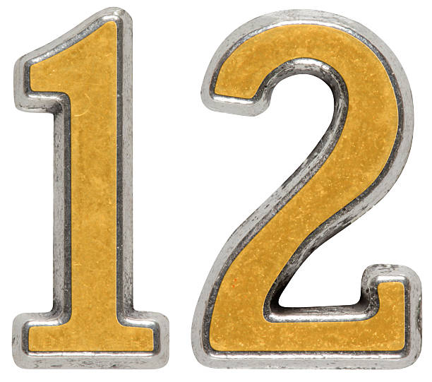 istock Metal numeral 12, twelve, isolated on white background 636665590