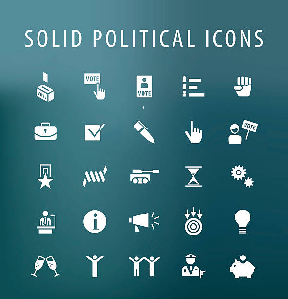 набор из 25 универсальных твердых политических икон. - political rally illustrations stock illustrations