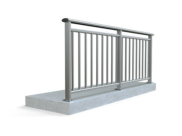 istock Aluminum frameless glass balustrade isolated. 3d rendering 636668344