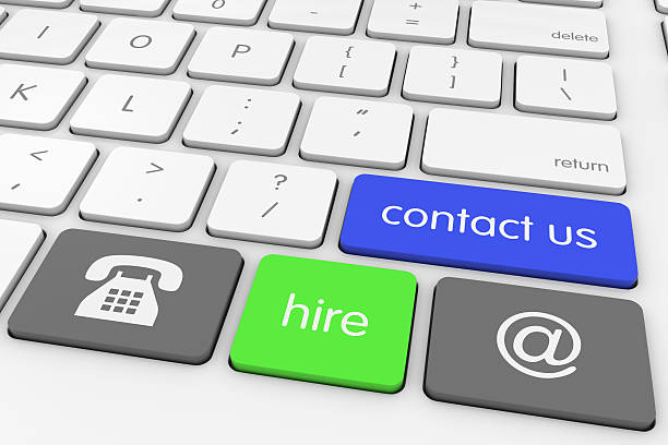 istock Business Recruitment Contact Icons on White Keyboard 636670944