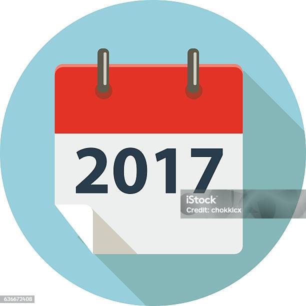 Calendar Icon Concept Stock Illustration - Download Image Now - 2017, Calendar, Circle