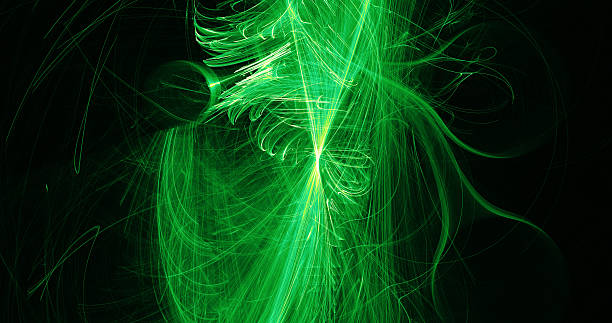 istock Green Abstract Lines Curves Particles Background 636674328