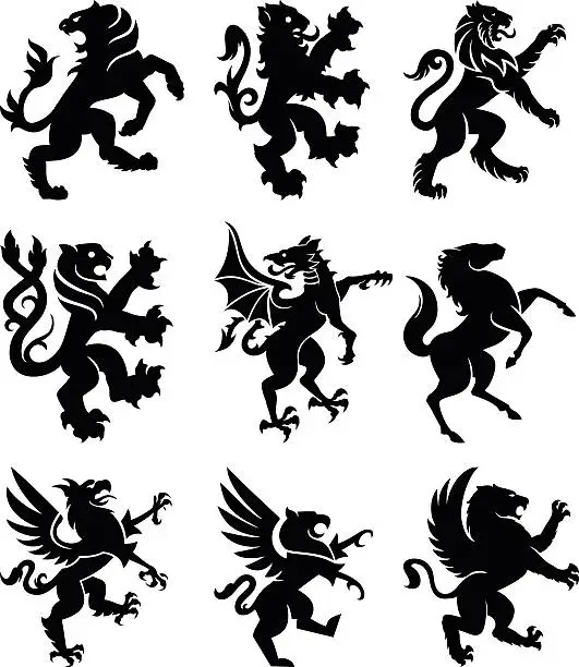 Vector illustration of Heraldry animals