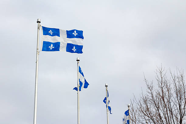 istock Quebec flags in Quebec city, QC, Canada 636679308