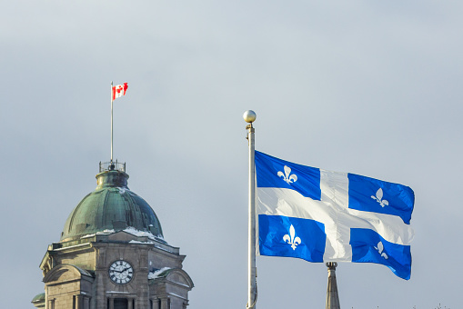 The flag of Quebec, called the Fleurdelisé, was adopted for the province by the government of Quebec, during the administration of Maurice Duplessis. It was the first provincial flag officially adopted in Canada, first shown on January 21, 1948, at the Parliament Building of the National Assembly in Quebec City.