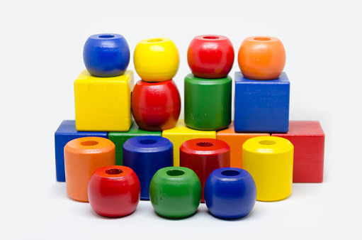 Colorful wooden children's beads.