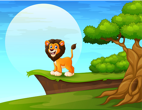 Cartoon Lion Near The Cliff Stock Illustration - Download Image Now -  Animal, Animal Wildlife, Animals In The Wild - iStock