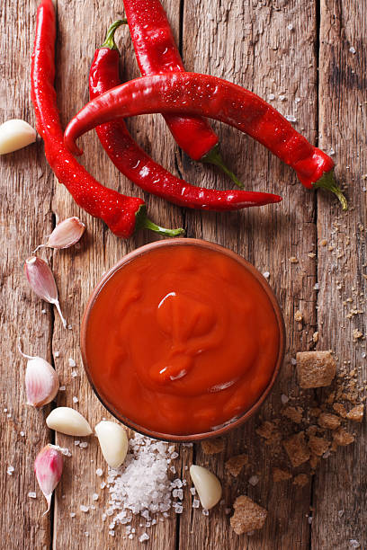istock Freshly prepared Sriracha Hot chilli Sauce close-up on the table 636684554