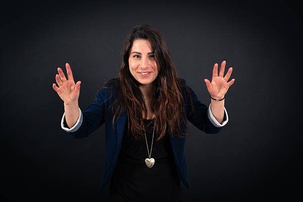 istock Beautiful woman doing different expressions in different sets of clothes: love 636685852