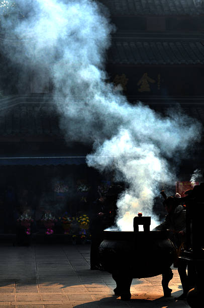 People burning incense for pray in Wenshu Monastery Sichuan Province Chengdu, China