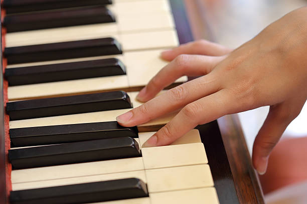 istock hands playing the classic wood  piano 636688102