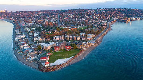 latarnia morska west seattle alki point - alki beach zdjęcia i obrazy z banku zdjęć