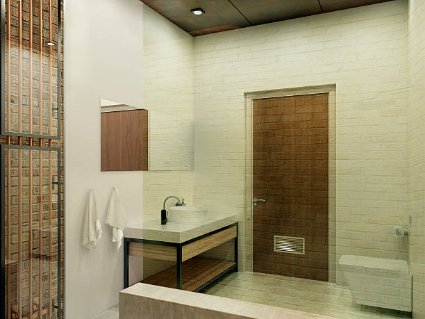 istock interior of bathroom. 3d illustration 636688688