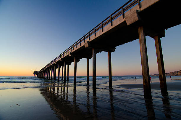 istock Christmas sunset at tall Pier  in La Jolla bay 636690214