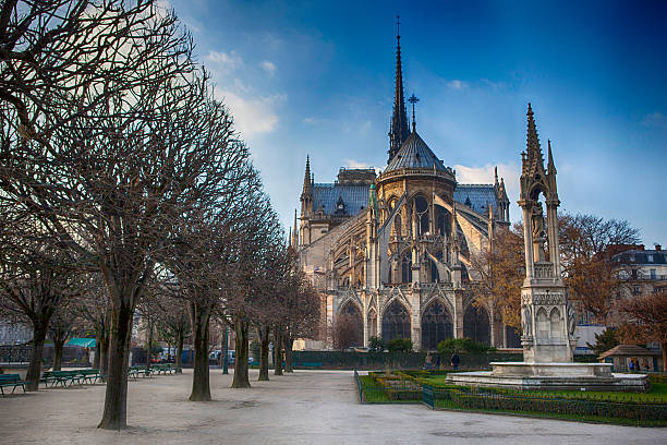 istock Notre dame de Paris, autumn evening. 636691432
