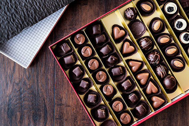 istock Variety Chocolate pralines in box. 636696154