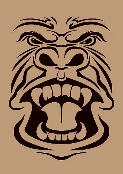 Vector illustration of Anger Gorilla Head