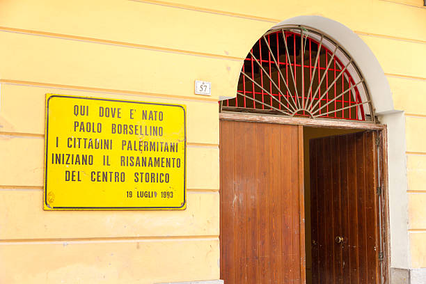 Plaque in memory of Paolo Borsellino in Palermo stock photo