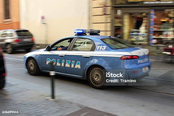 Alfa Romeo 159 Police Car In Motion Stock Photo - Download Image Now - Italy, Police Force, Activity