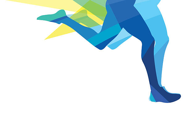 Silhouette of a man running legs transparent overlay colors Silhouette of a man running legs transparent overlay colors pursuit concept stock illustrations