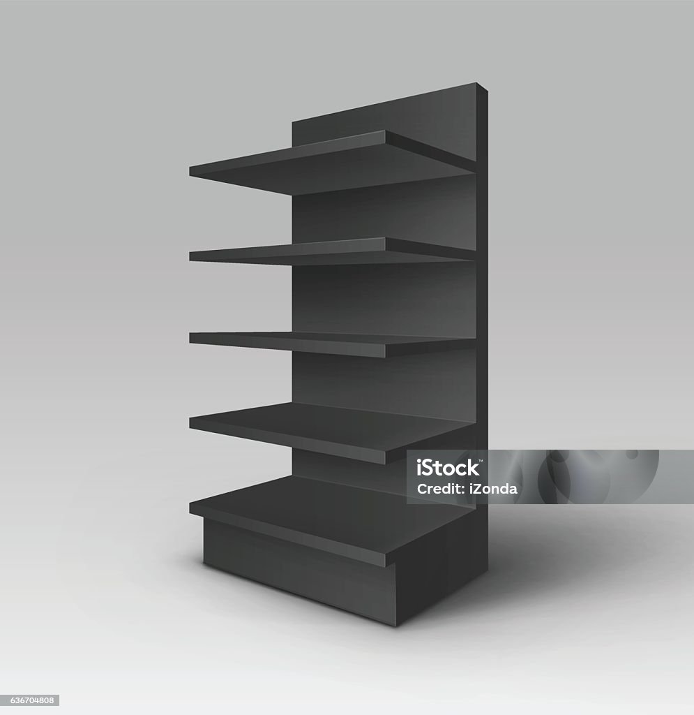 Trade Rack Graphics Black Exhibition Trade Stand Rack With Shelves Storefront On Background ...