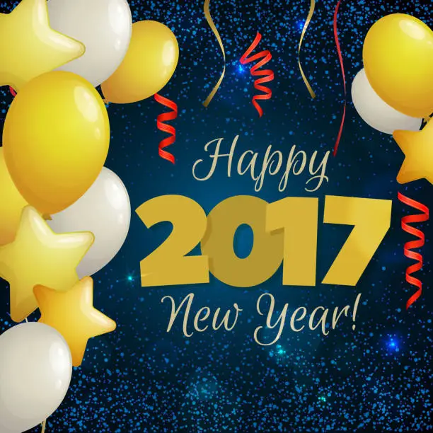 Vector illustration of Greeting New Year 2017 dark blue background