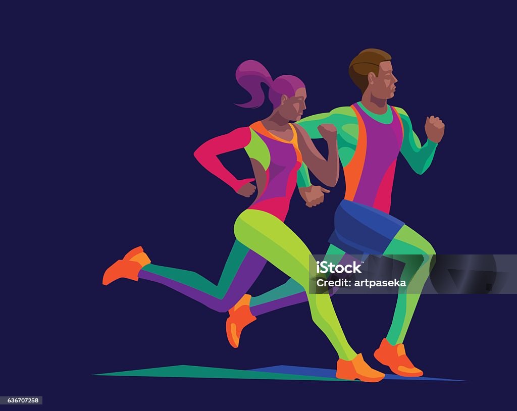 Vector Stylized Multicolored Runner Stock Illustration - Download Image ...