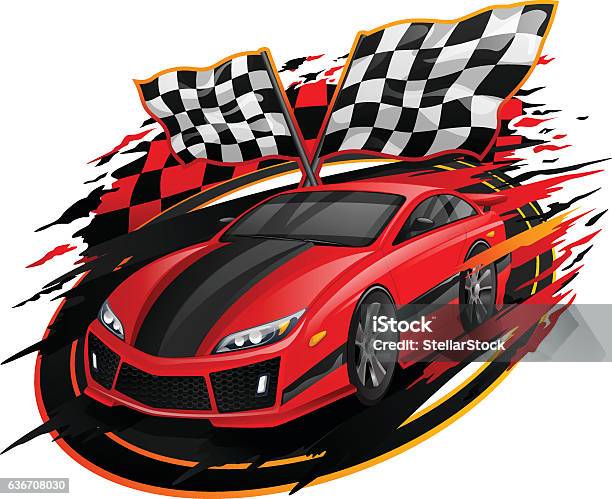 Speeding Racing Car Design Stock Illustration - Download Image Now - Racecar, Sports Car, Red