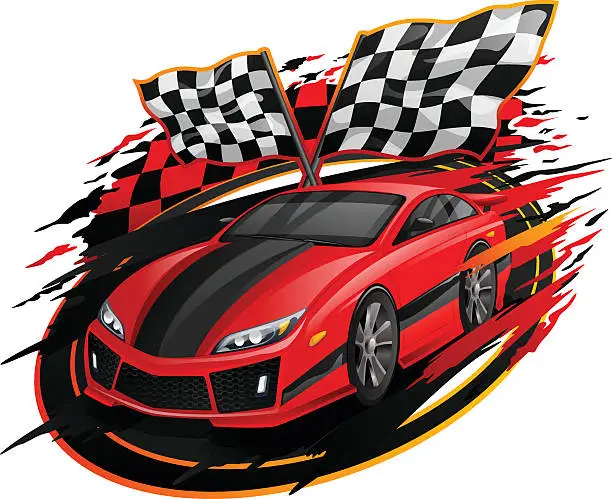 Vector illustration of Speeding Racing Car Design