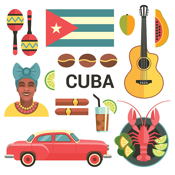 illustrazioni stock, clip art, cartoni animati e icone di tendenza di poster di cuba - cuban ethnicity illustrations