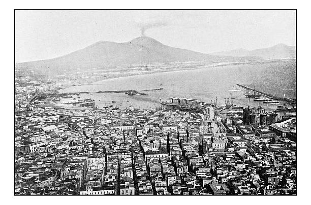istock Antique dotprinted photographs of Italy: Naples, cityscape 636713990