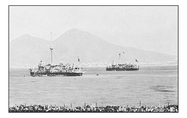 istock Antique dotprinted photographs of Italy: Naples bay 636714756