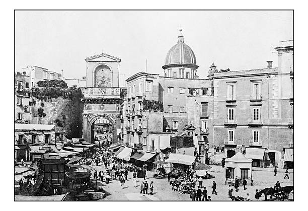 istock Antique dotprinted photographs of Italy: Naples, Porta Capuana 636715586