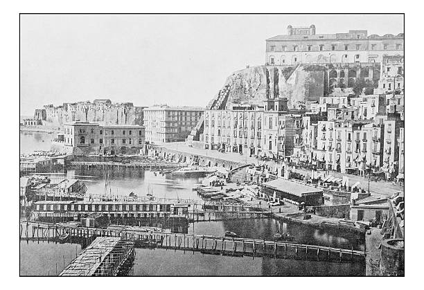 istock Antique dotprinted photographs of Italy: Naples, Santa Lucia 636715806