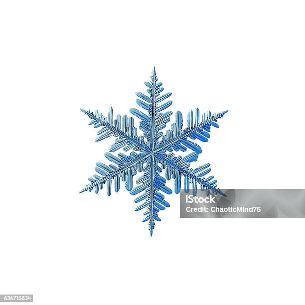 Snowflake Isolated On White Background Stock Photo - Download Image Now - Abstract, Blue, Bright