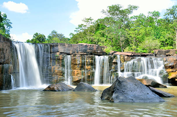 istock Natural waterfall in tropical forests 636716092
