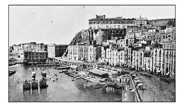 istock Antique dotprinted photographs of Italy: Naples, Santa Lucia 636717538